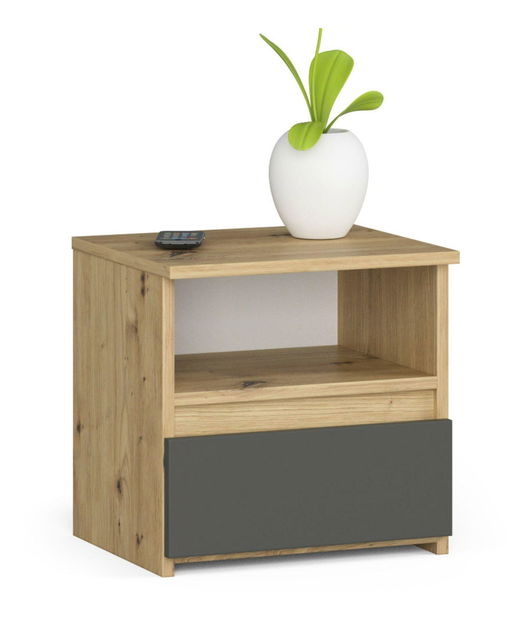 Éjjeliszekrény Crispian (artisan tölgy + szürke)