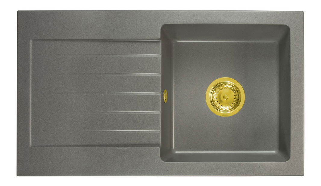 Chiuvetă de bucătărie Lemmion (gri) (cu 2 orificii pentru robinet) (S)