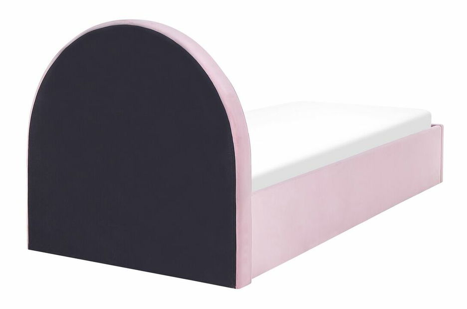 Jednolôžková posteľ 90 cm Annesile (ružová) (s roštom) (s úl. priestorom)