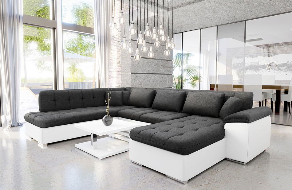 Sarok ülőgarnitúra Talia (J) (öko-bőr Soft 017 (fehér) + Drago 142)