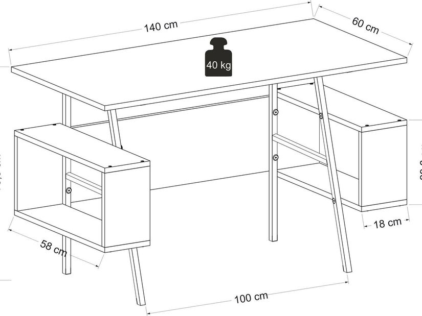 Písací stôl Tidoba 2 (biela + dub) 