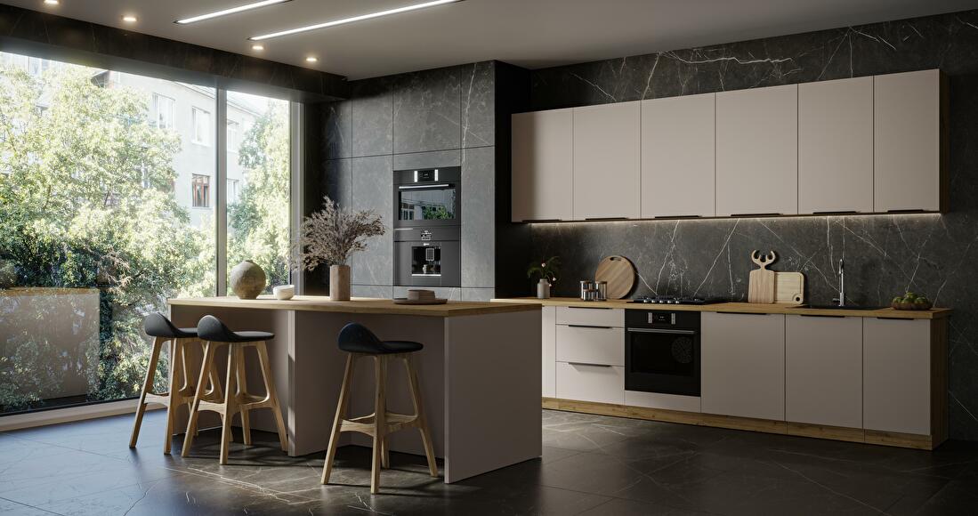 Rohová dolná kuchynská skrinka Sayla 90x90 DN 2F BB (kašmír + dub artisan)