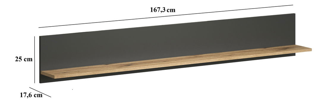 Raft de perete Esferas (grafit + stejar evoke) 