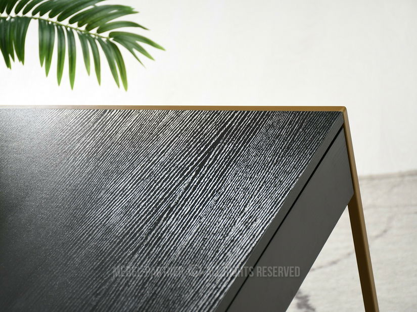 Masă PC Unica (lemn negru + auriu)