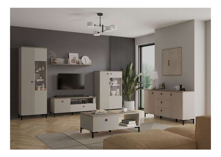 Raft de perete Demandaron (taupe + stejar silverjack) 