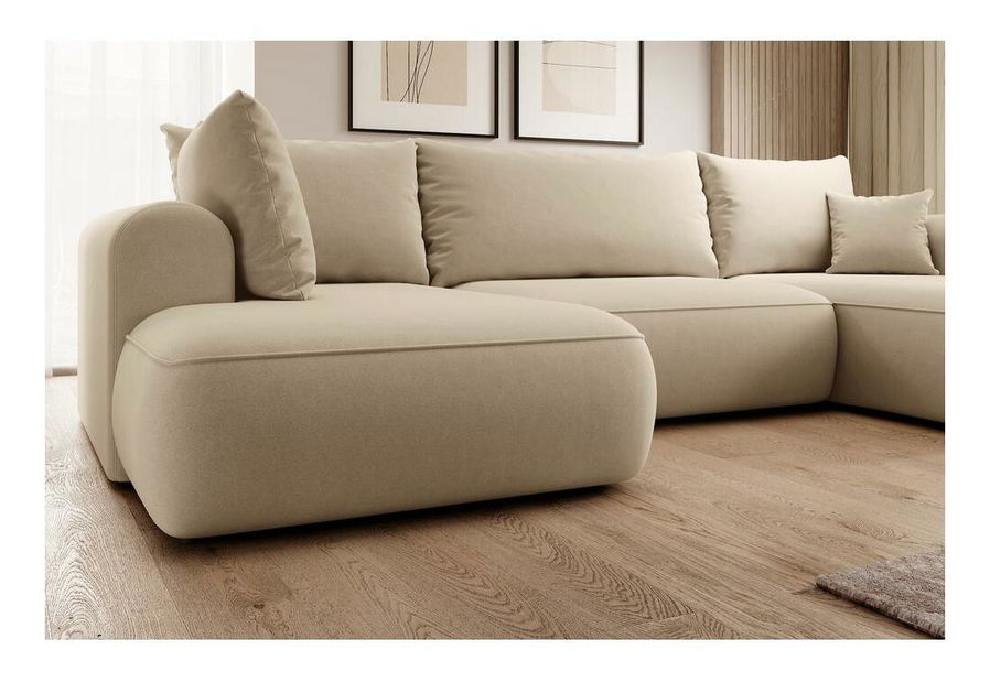 Rohová sedacia súprava v tvare U Olivo U (L) (béžová stredná + čierna)