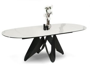 Masă de sufragerie Persi (marmură albă + negru)