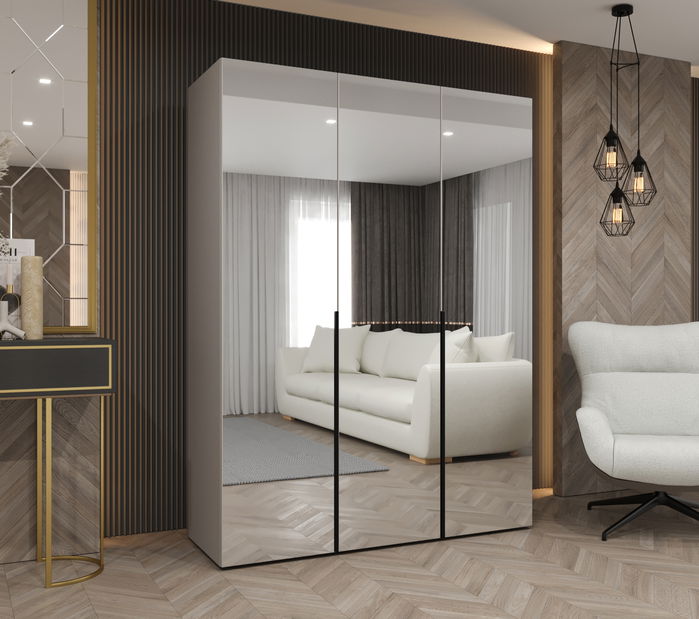 Ormar za garderobu 150 cm Alice 3 (kašmir + crna)