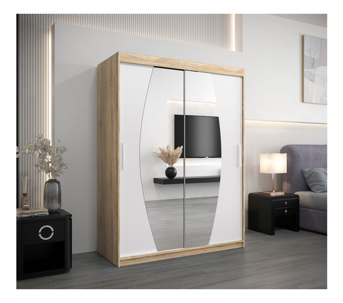 Šatníková skriňa 150 cm Eclipse (dub sonoma + biela matná)