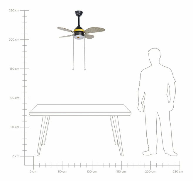 Stropný ventilátor so svetlom Devora (čierna)