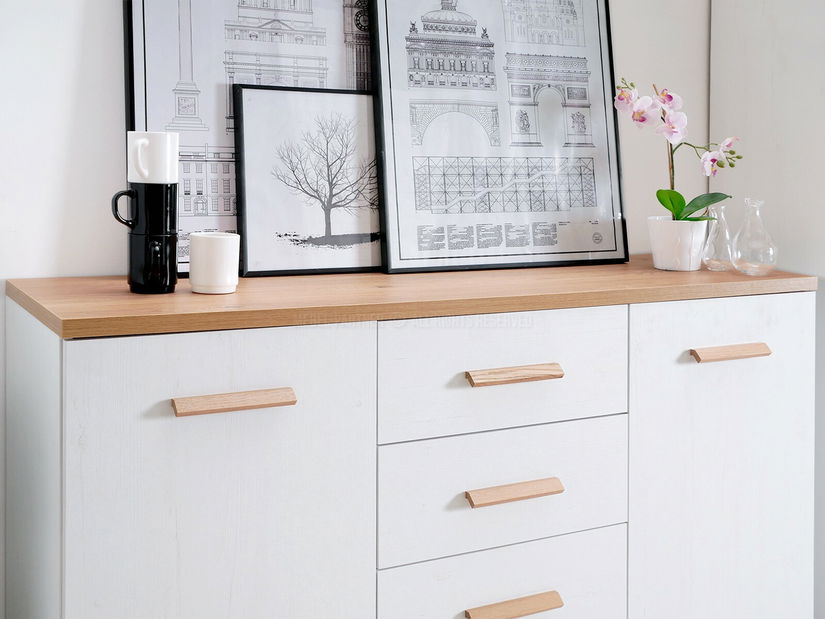 Namještaj za blagovaonicu Bajas 02 (bijela + hrast)