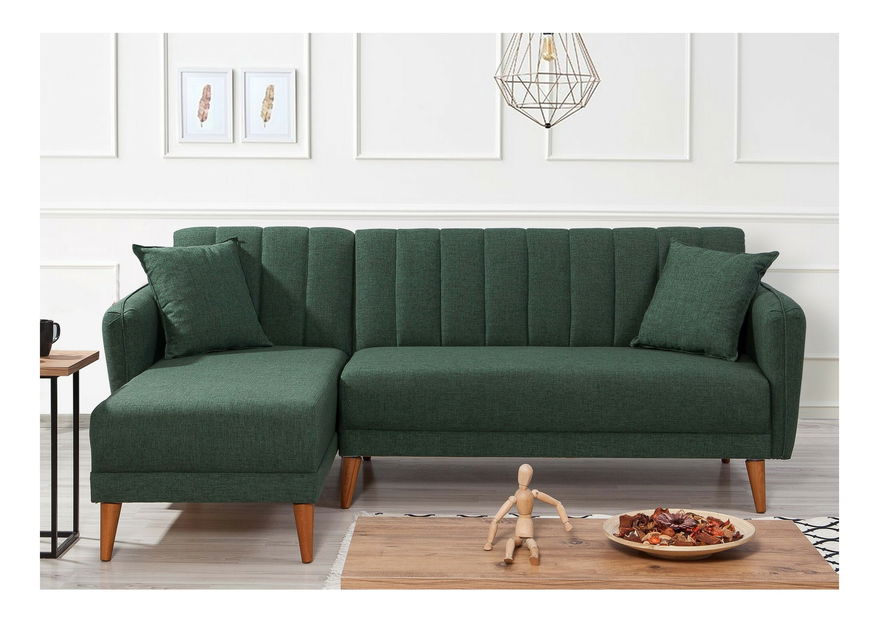 Rohová sedacia súprava Adrie (L) (Tmavá zelená)