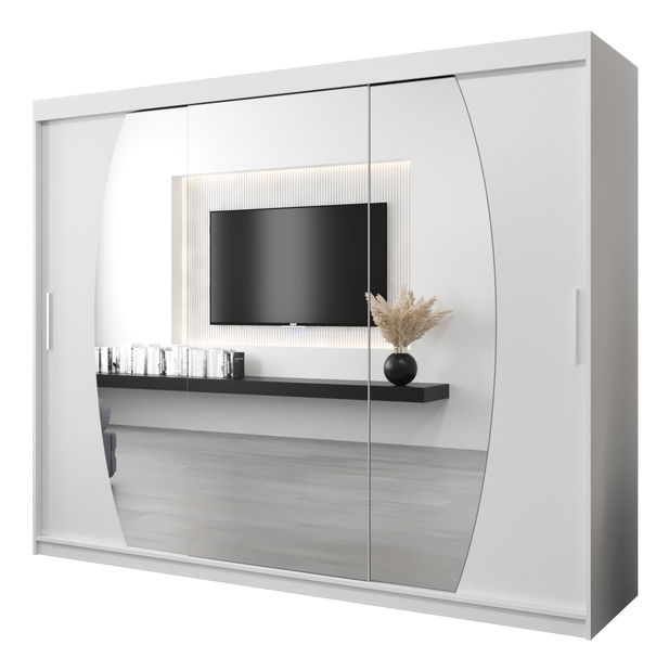 Dulap de haine 250 cm Eclipse (Alb mat + Alb mat)