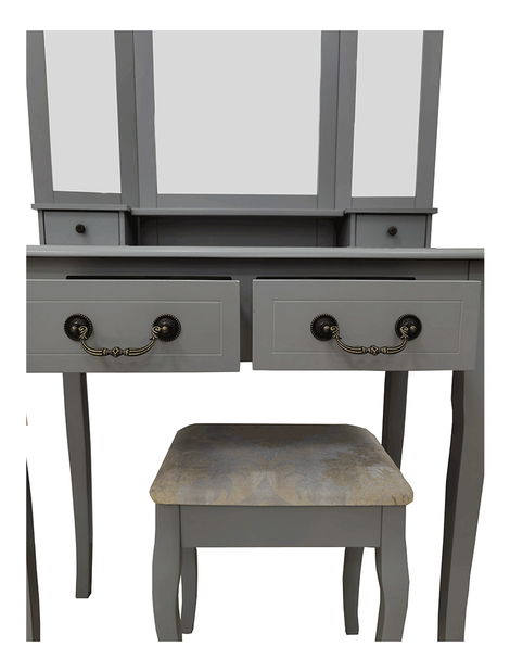 Toaletný stolík s taburetkou Galway NEW (sivá + strieborná)