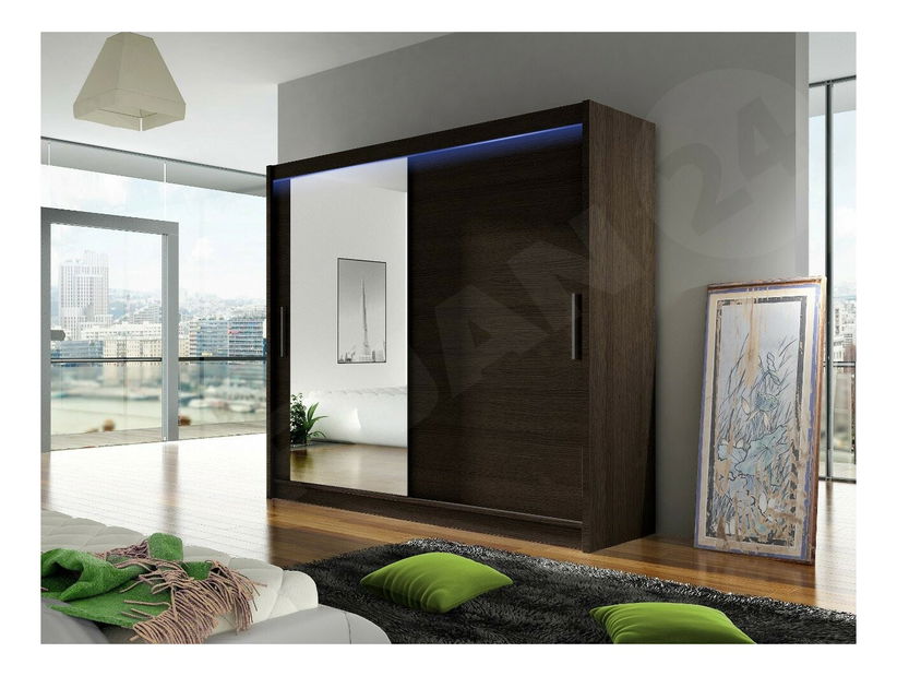Ruhásszekrény Lena VI (choco) (RGB LED világítás színes)