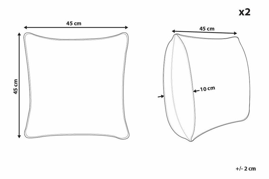 Sada 2 ozdobných vankúšov 45 x 45 cm Elliot (béžová)