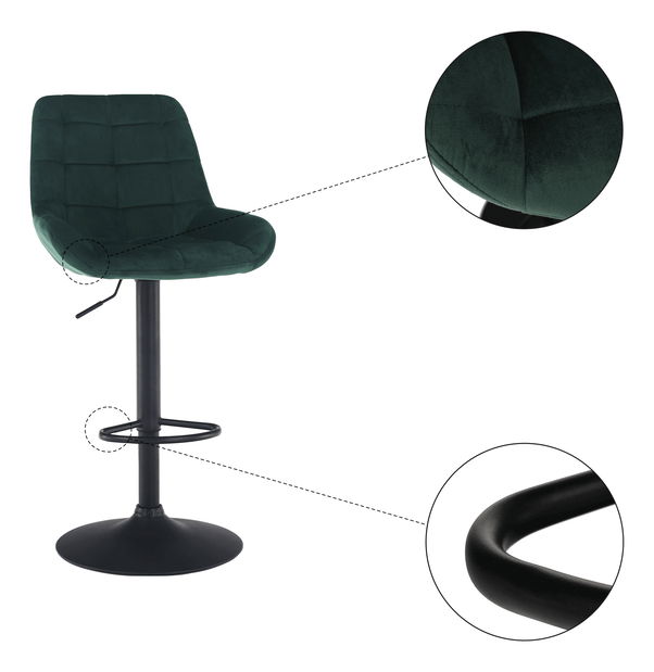 Scaun tip bar Chelsey (verde închis + negru)