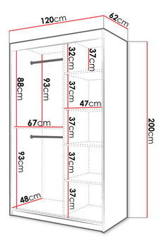 Šatníková skriňa 2 120 Tumba (Čierna)
