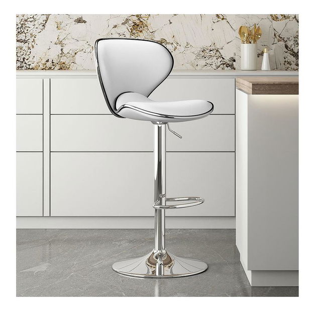 Scaun bar Heidi (alb + crom)