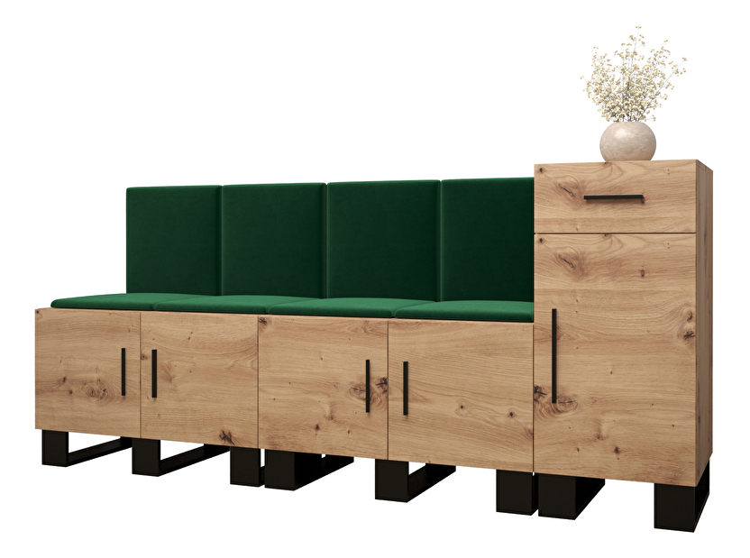 Set mobilier pentru hol Amanda 17 (Stejar artisan + verde)