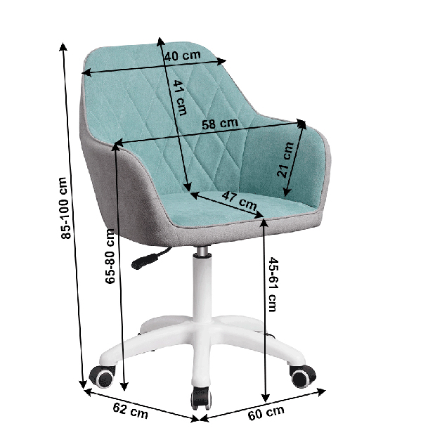 Irodai szék Senta (mentol + szürke)
