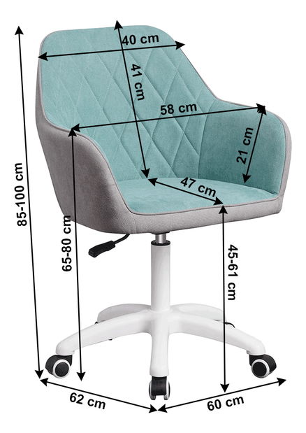 Scaun de birou Senta (mentol + gri)