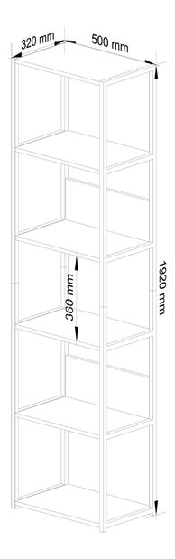 Regál Izumi II (čierna + dub craft)