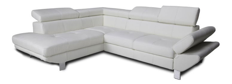 Kožená rohová sedačka Casting biela (L)