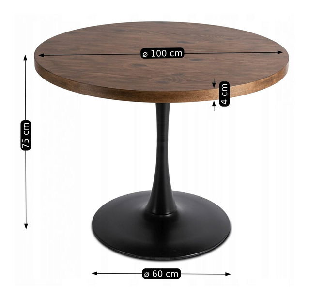 Blagovaonski stol Luchan (hrast rustikal + crna) (za 4 osobe)