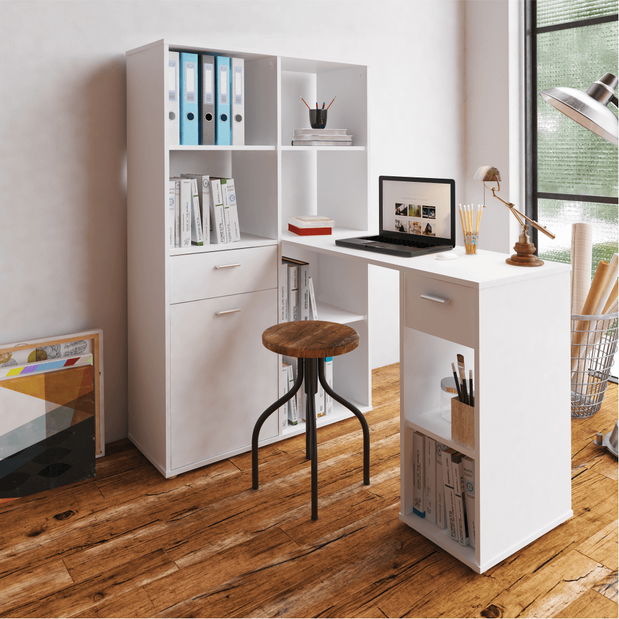 Sarok számítógépasztal Minnisi (fehér)