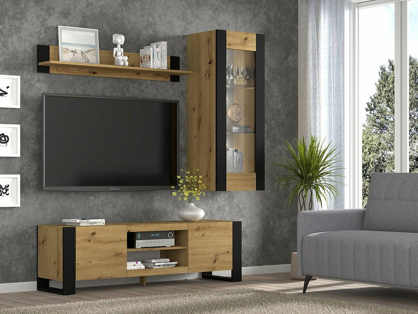 Mobilier living Montana și (Stejar artisan + Negru)
