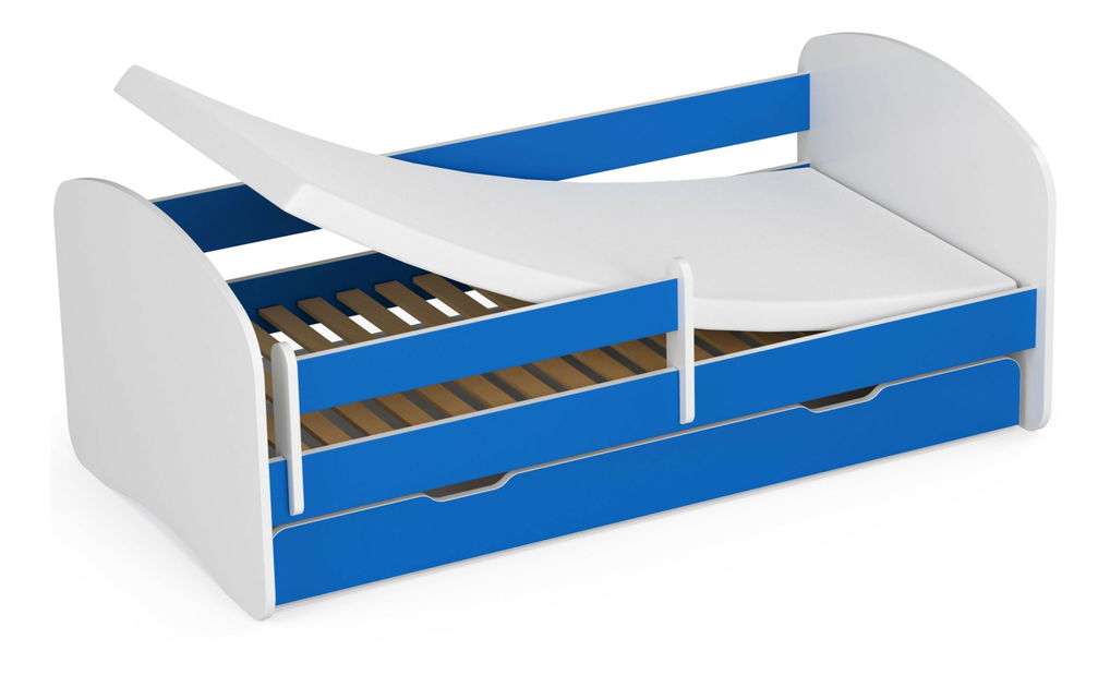 Pat pentru copii Pranshi II (albastru) (cu saltea)