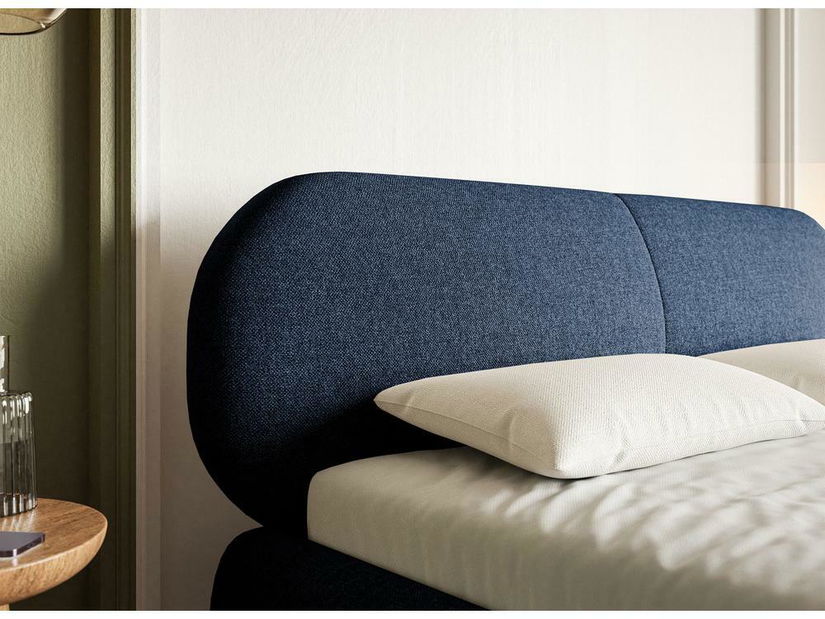 Franciaágy 140 cm Octave 140 (ágyráccsal) (tárolóhellyel) (tengerszkék + arany)