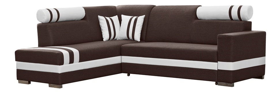 Rohová sedačka Reinaldo (tmavohnedá + biela) (L)