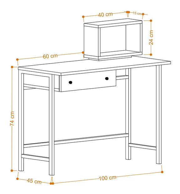 PC asztal Aliex 3 (tölgy + fekete)