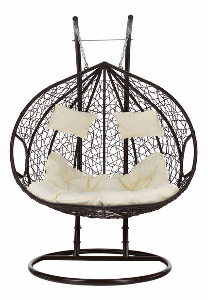 Závesné hojdacie dvojkreslo Dalvoa 2 (hnedá + krémová)