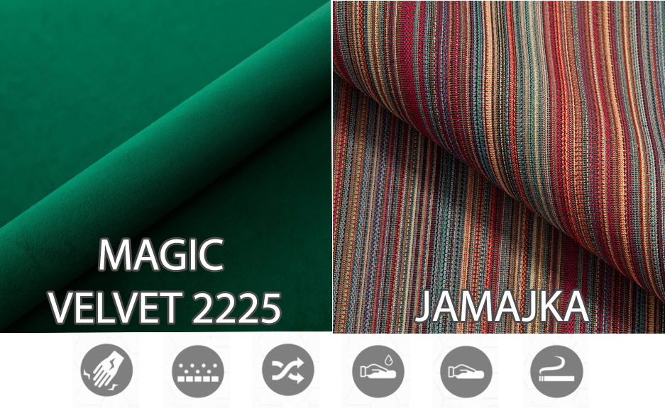 Pat matrimonial Boxspring 140 cm Grini (smaragd + multicolor) (cu sp. depozitare)