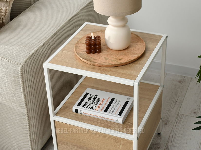 Noptieră Soren Ns (sonoma + alb)