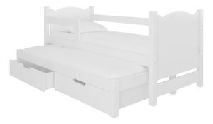 Pat pentru copii, extensibil180x75 cm Chloe (cu somieră și saltea) (Alb)