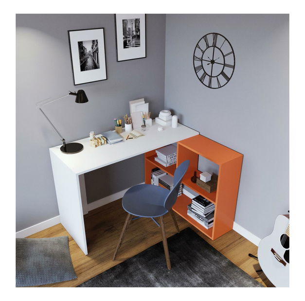 Masă PC Cander (Alb + Portocaliu)