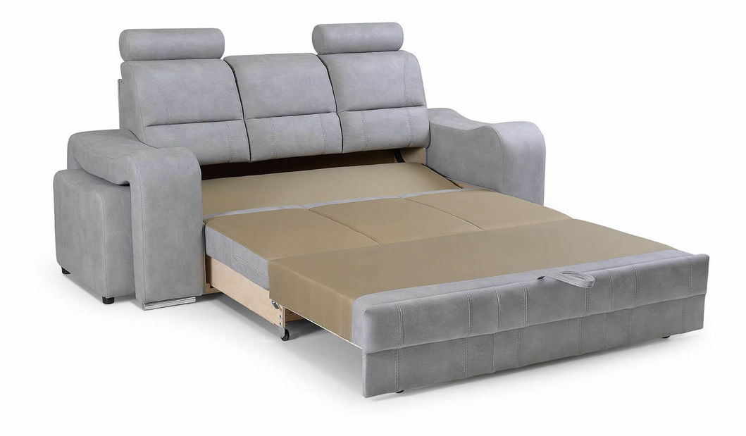 Canapea trei locuri Wendell (gri) (cu taburete)