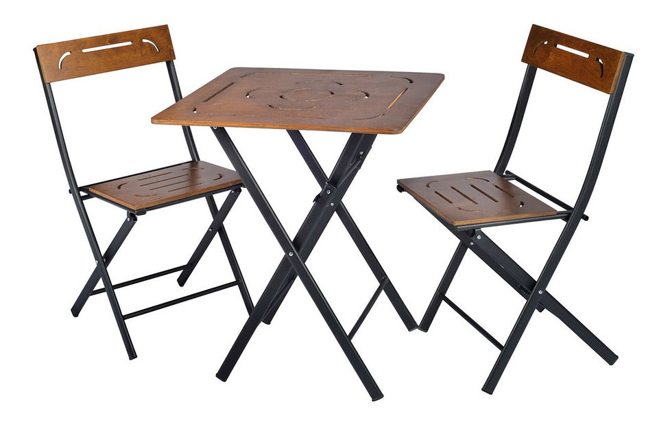 Set masă scaune de grădină (3 buc) Bonita (nuc + Negru)