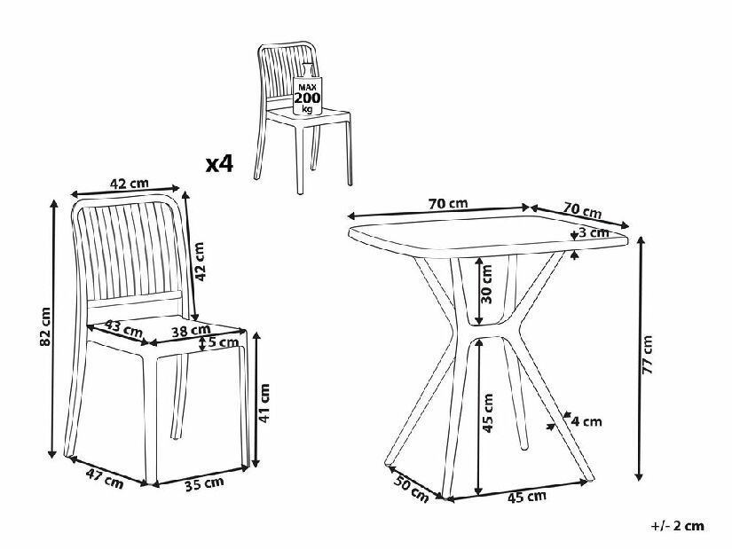 Set mobilier de balcon Sinnamon (Alb + Albastru) 