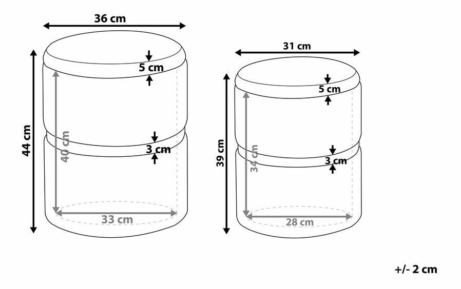 Set 2 buc. taburete WICHINE (stofă) (maro) (cu sp. depozitare)