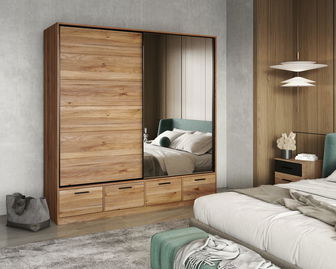 Ruhásszekrény tolóajtókkal Benson MA62 (mauvella tölgy)  (tükörrel)