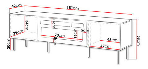 Masă TV cu șemineu electric Orlandio 180 (nuc warmia)