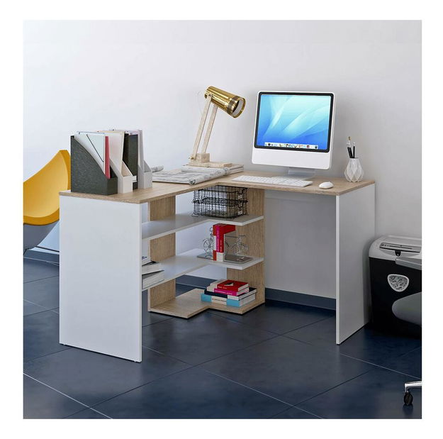 Masă PC Timuro (stejar sonoma + alb)