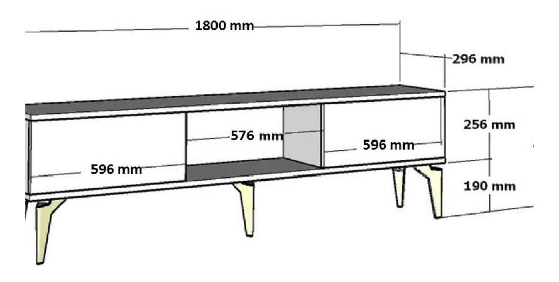 Masă TV/Dulap Pemava 2 (alb + argintiu) 