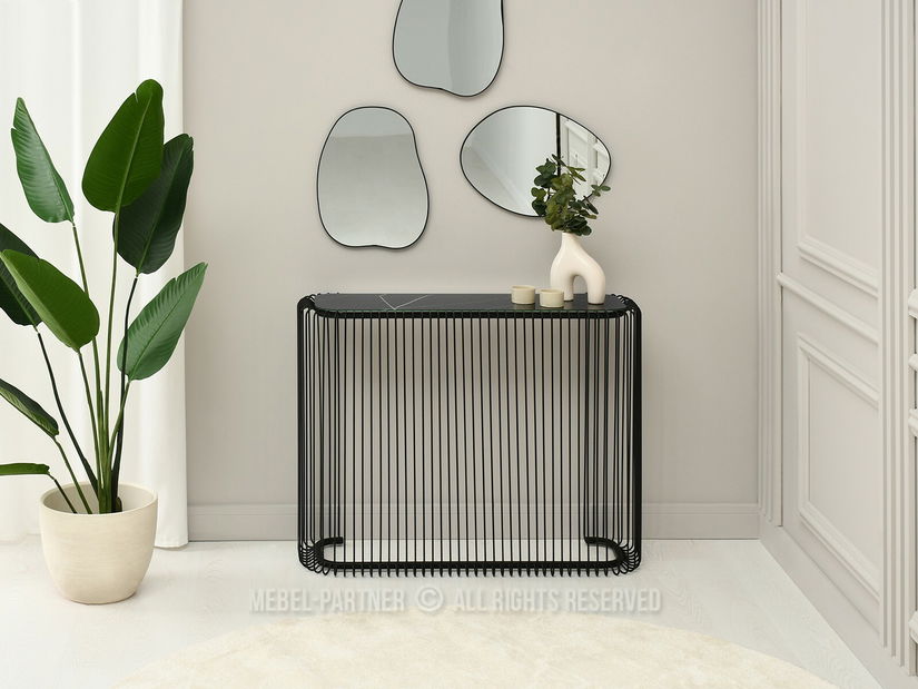 Konzolni stolić Nils Kons (crni mramor + crna)