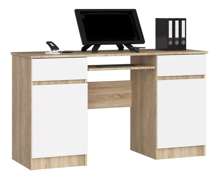 Masă PC Bahadur (stejar sonoma + alb)